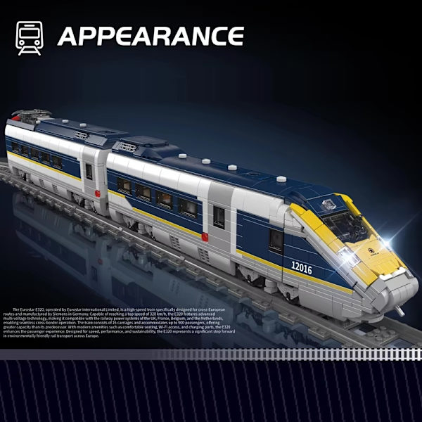 Tekninen junasarja British Express Passenger Train E320 Rakennuspalikat APP RC High Speed ​​Train Lelut lapsille Gitfs 12016