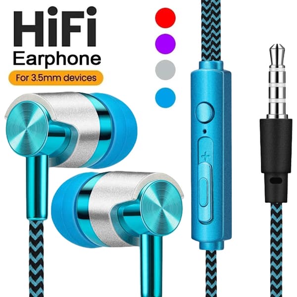 Trådbundna in-ear-hörlurar med mikrofon och volymkontroll, 3,5 mm Red