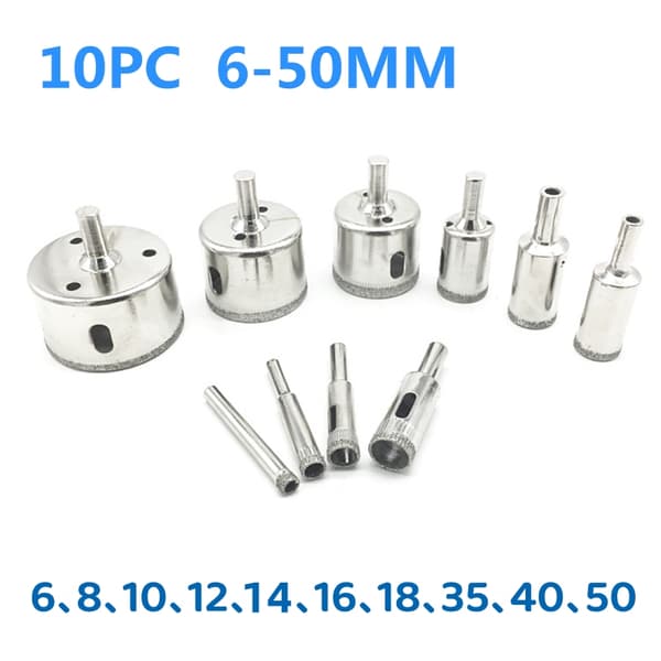 10/15-delars set kakelborrset diamantbelagda kakel marmor glas keramik hålsåg borrbits 15 pcs 650 mm