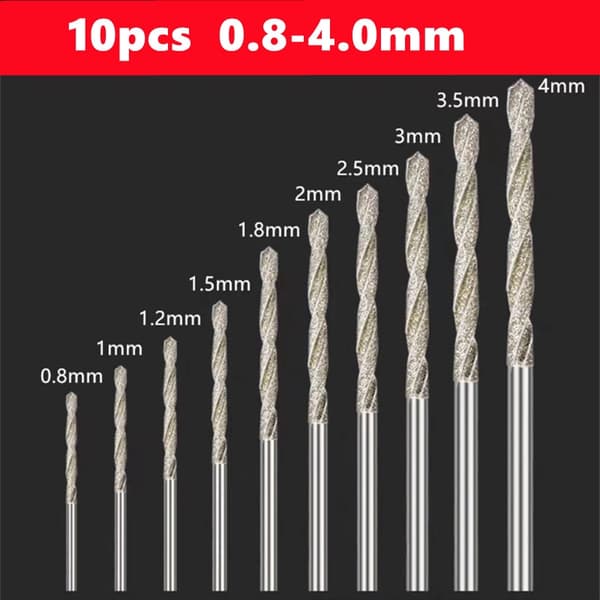 5/10-delt diamantbelagt bor 0,8 mm-4,0 mm mikro HSS spiralbor til fliser, sten, marmor 5 pcs  2.5 mm