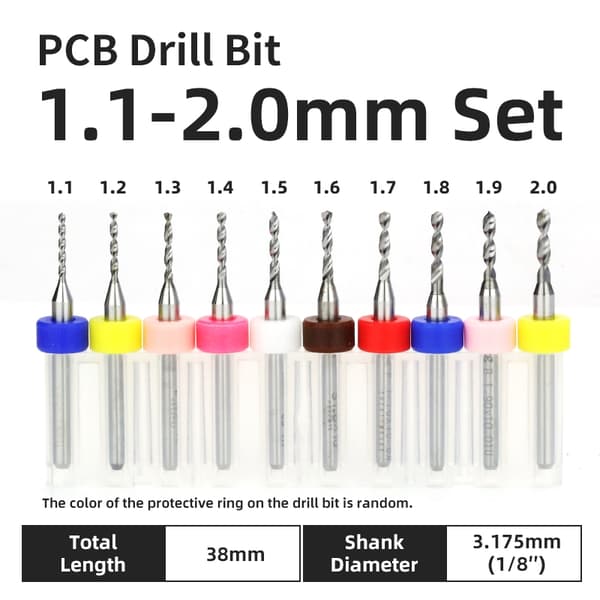 TOOLEYE 10-delars PCB-borrsats Mikroborrar Kretskort 1/8" skaft Mini CNC-borrar PCB 2.7 mm 10 pcs