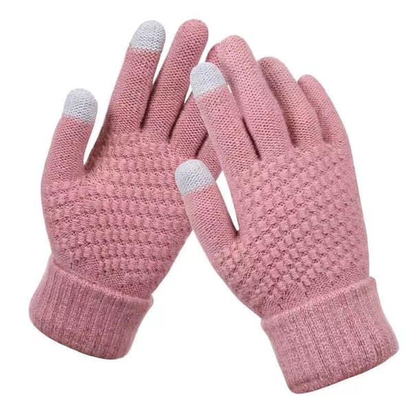 Varme vinterhandsker med touchskærm til kvinder og mænd - Strikvanter til cykling og kørsel Grey Size 1Pair