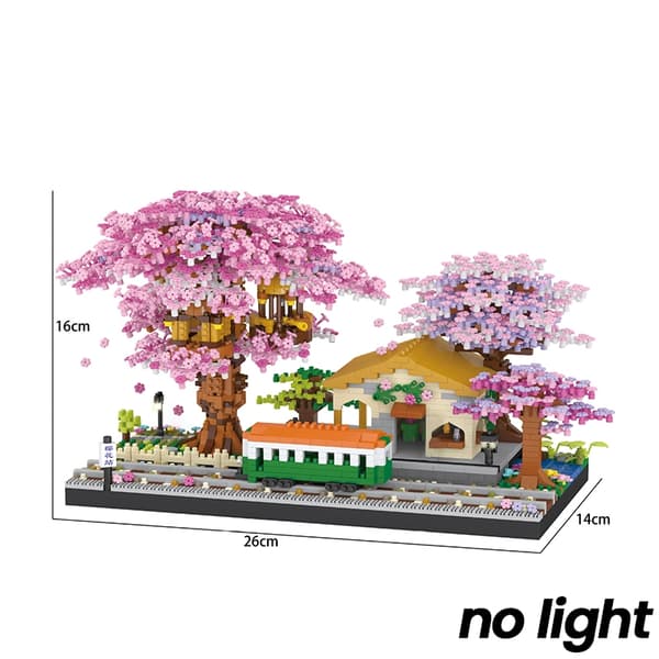 Cherry Blossom Mini Sakura træ byggeklodser sæt - DIY Light Treehouse Model Gave til hende train no light