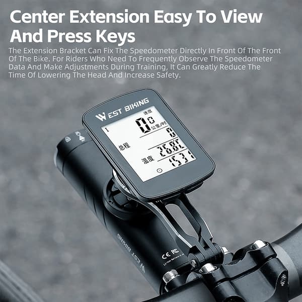 WEST BIKING Aluminium Cykel Forlygte & Computer Holder til Wahoo Bryton Garmin Adjustable Model A
