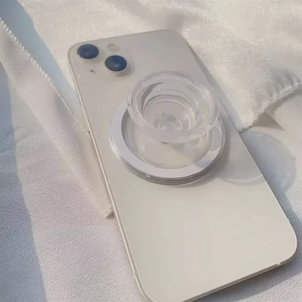 Magnetisk expanderande ringhållare stativgrepp för MagSafe iPhone 15 14 Samsung-telefon white transparent