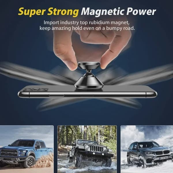 Magnetisk bilhållare universal stativ för iPhone Xiaomi Huawei Samsung instrumentbräda Black Silver-Fixed