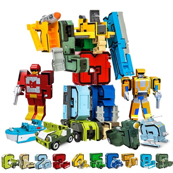 GUDI Transforming Robot Car Model - Educational Alfabet & Math Action Figur Leksak för barn 10pcs NO BOX
