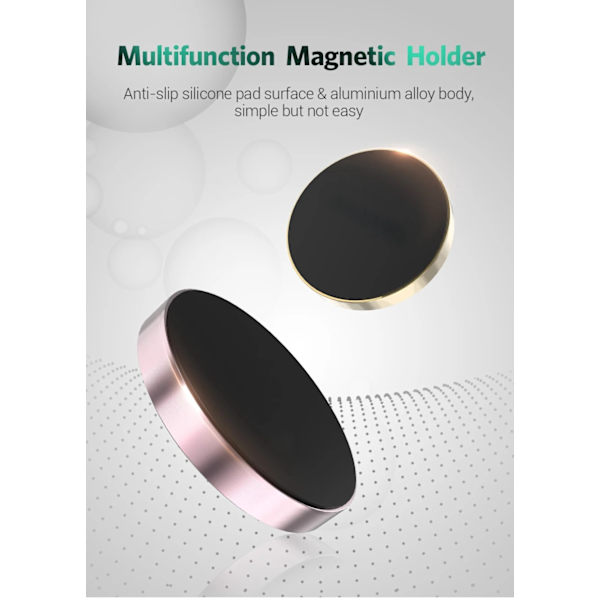 Magnetisk Bilholder Universal Stativ til iPhone Xiaomi Huawei Samsung Dashboardmontering 2Pcs Black