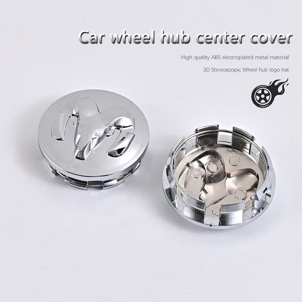 4 stk. hjulnavdækninger, emblem, reservedele til Dodge Durango, Hornet, Charger, Daytona, Challenger, SRT, Hellcat, RAM Letters Silver