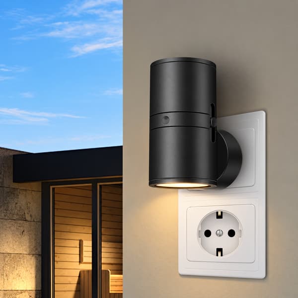 2-pack justerbar nattlampsbrytare (0-100 lm, 3000K), skymningssensor, automatisk belysning