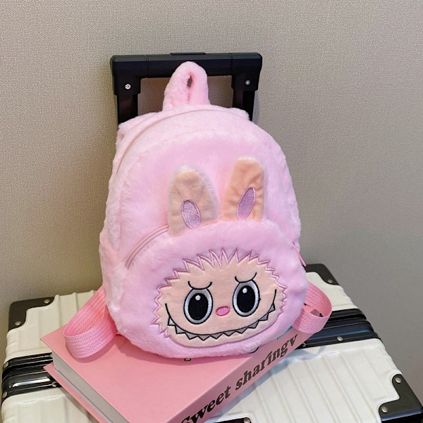 2024 Labubu Bakcpack för flickor Barn Söt tecknad plysch dockväska Student Kawaii ryggsäck utomhus reseväska brown