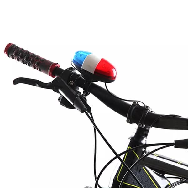 6 LED 4-tons barncykelhorn med polisbilsljus elektronisk sirenklocka säkerhetstillbehör WHITE