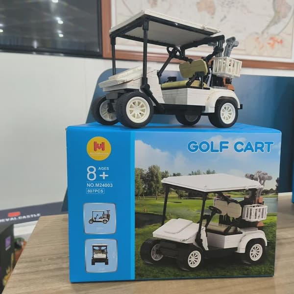 807/stk. Byggeklodser Golfvognsmodel Nem betjening Pullback Action Simuleringskøretøjsmodel til børn Feriegave Golf cart With BOX