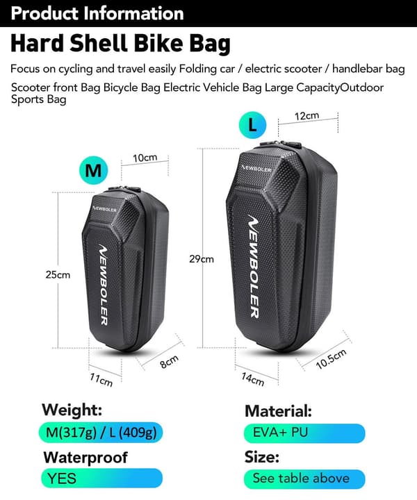 NEWBOLER El-Scooter Fronttaske 5L EVA Vandafvisende Quick Release Universal til Xiaomi BAG838-5L