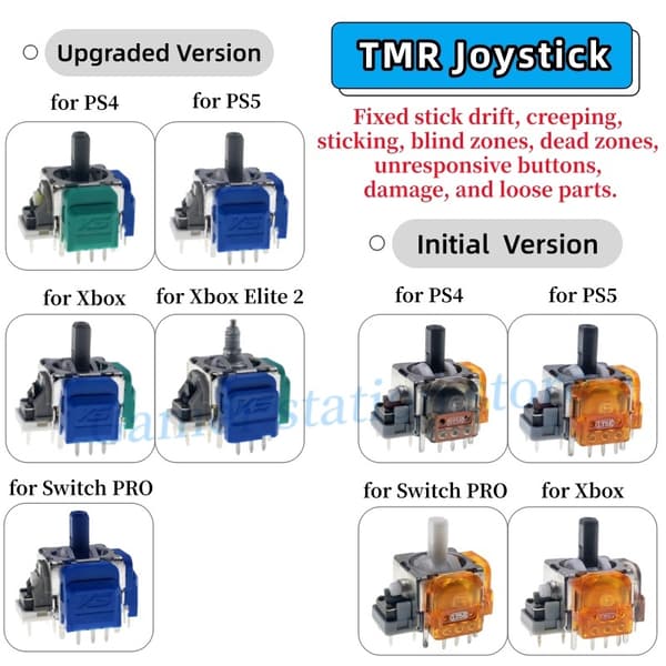 1-20 stk. K-SILVER TMR elektromagnetisk joystick til PS5 PS4 XBOX ONE Series X/S XBOX Elite 2 controller venstre højre 3D thumb stick Initial for NS PRO Bundle 2 PCS