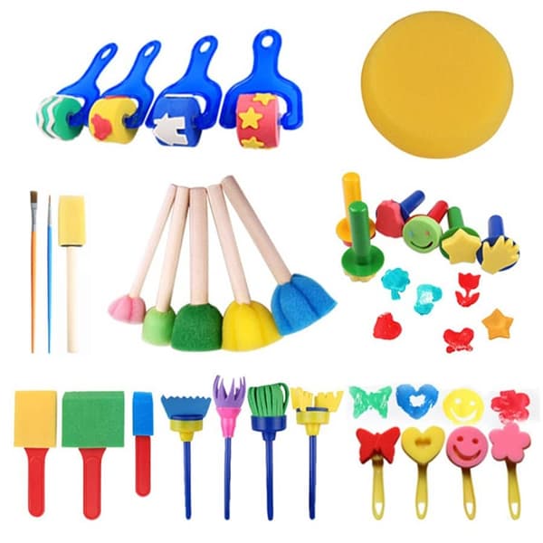 Barn DIY Graffiti Svampborste Set Ritleksaker Kvastformad tätning Svampborste Konstborste Upplysning Pusselpresent TMZ 6pcs Geometric