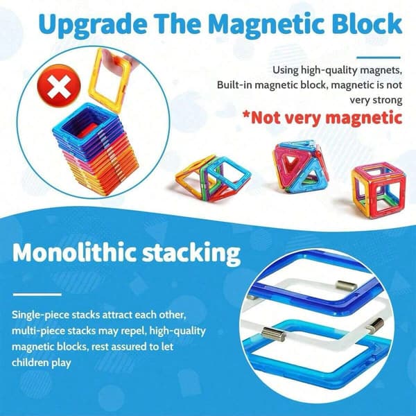 Magnetiske byggeklodser - Medium STEM byggelegetøj til læring og uddannelse Medium Size 56pcs