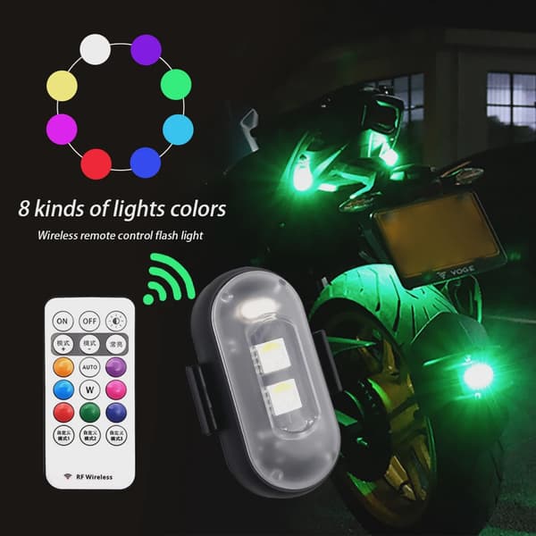 RGB LED-skootterin strobovalot langattomat pyörän vilkkuvalot sijainnin varoitustarvikkeet 1PC