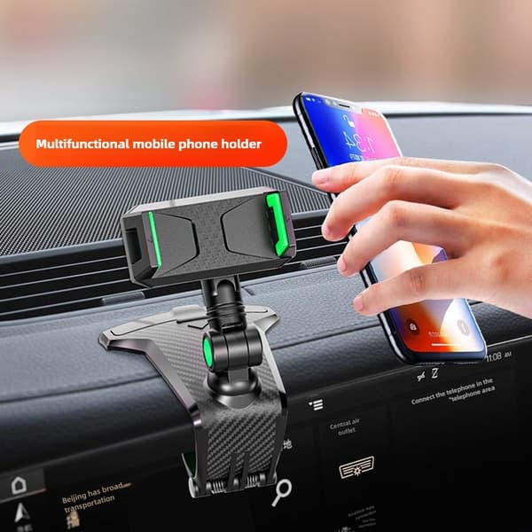 Universal Biltelefonholder Stativ Dashboard Clip Mount til iPhone Xiaomi Samsung GPS Green