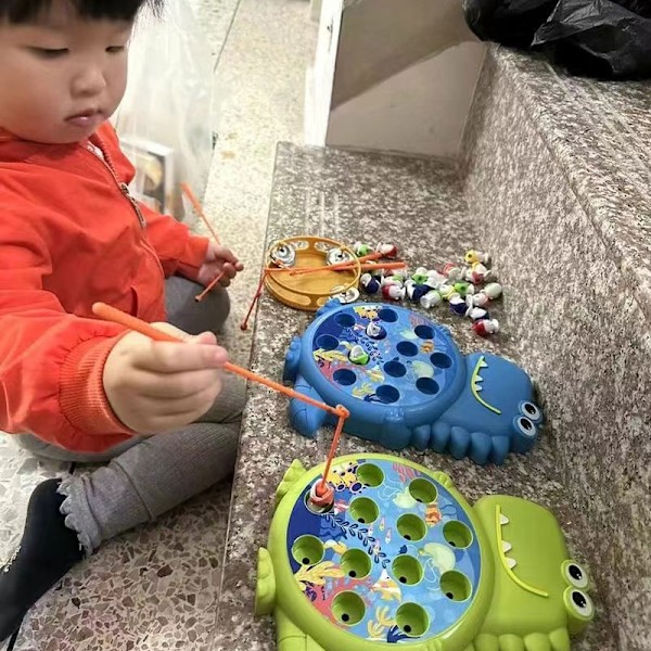 Dinosaur Magnetic Fishing Game - Montessorileksak för spädbarn och barn Green Fishing