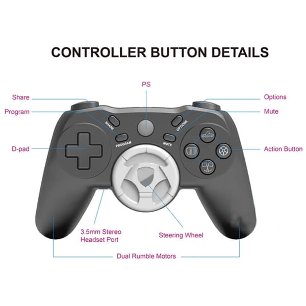 Bluetooth-rat til racerspil med controller WHITE