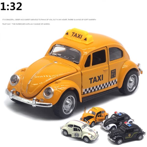 1:32 Beetle legeringsbil støbt metal klassisk legetøjsmodel med pull-back-funktion til børnegaver A931 White With box