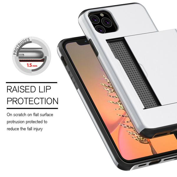 iPhone 11 Pro stødsikkert cover med kortrum 5 stk Farve - Pung Silver Till iPhone 11 Pro Silver