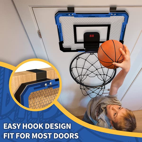 Väggmonterad mini basketbåge för barn - träningsspel inomhus och utomhus Scoring blue
