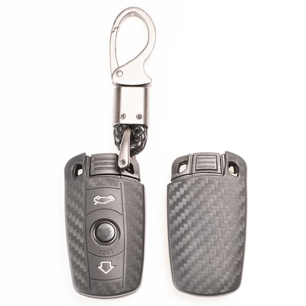 jingyuqin 3-knaps kulfibermønster silikone bilnøgle til BMW 1 3 5 6-serie E90 E91 E92 E60 bilnøgleholder etui key case