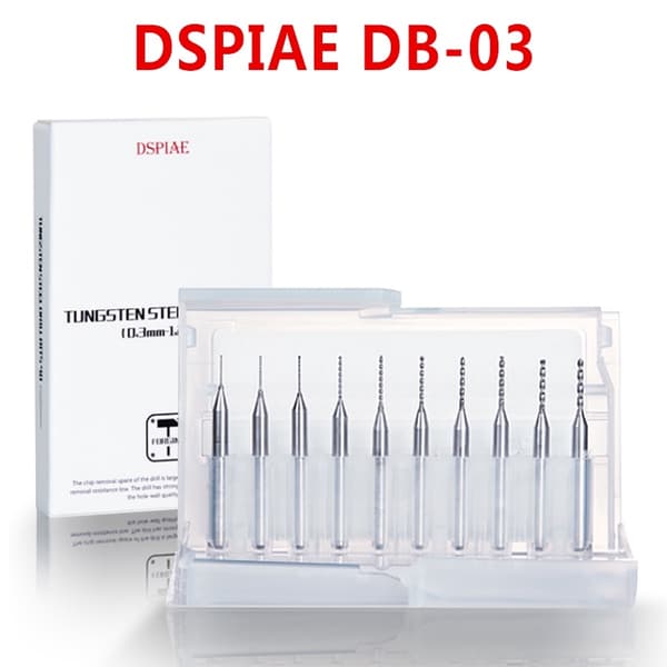 DSPIAE DB-03 Borehoved 0,3-1,2 mm Modelværktøj Sølv Håndværktøj Hobbytilbehør 10-delt set