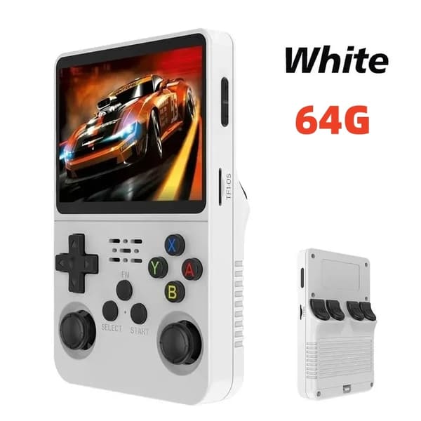 ARKOS R36S Retro Handheld Video Game Console Linux System 3,5 tums IPS-skärm R35s Pro Portable Pocket Video Player 64GB spel White 64GB