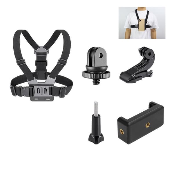 Brystmonteringssele til mobiltelefon med klemme til Huawei, Samsung, iPhone og Xiaomi Shoulder Clip