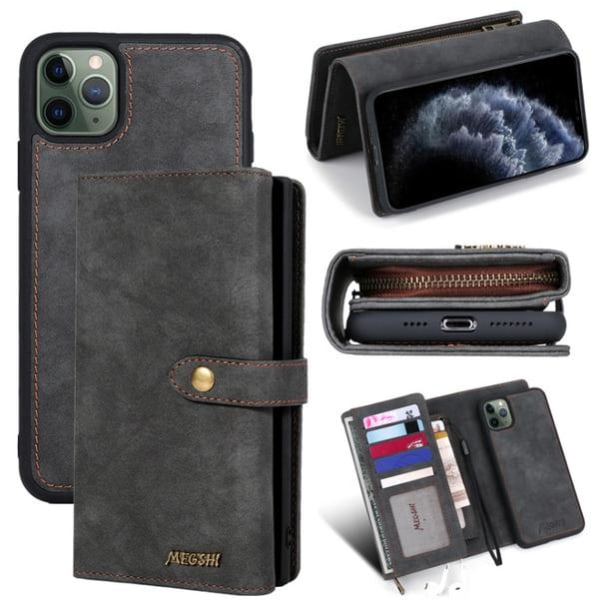 iPhone 11 Pro - Wallet Case / Magnet Cover 2 Color Black Till iPhone 11 Pro Svart