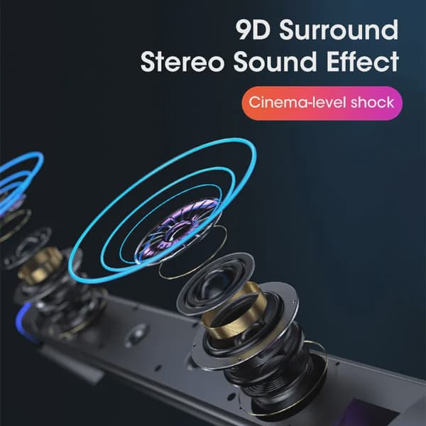4D Computerhøjttaler Bar Stereolyd Subwoofer Bluetooth Højttaler Til Macbook Laptop Notebook PC Musikafspiller Kablet Højttaler Bluetooth Black