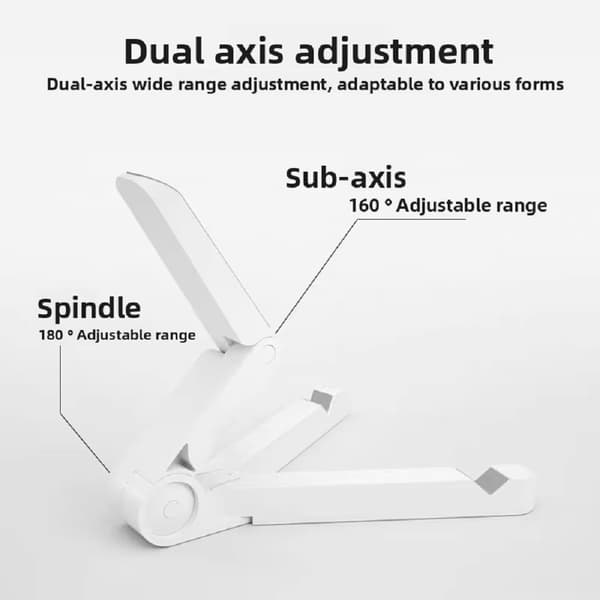 Universal foldbar tabletholder, bærbar plastholder til iPad Air Pro og mobiltelefoner WHITE