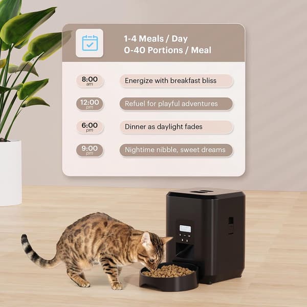 Smart foderautomat til kæledyr, automatisk foderautomat til katte, langsom fodermaskine til hunde med tidsindstillet kvantitativ automatisk foderdispe Black WIFI Feeder