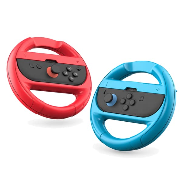 2 st. racingrattkontroll för Nintendo Switch 2 och Switch OLED-modell Joy-Con Mario Kart 8 Deluxe ABS för materialhandtag white and blue