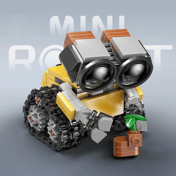 Söt robot MOC-Droid tecknade byggklossar leksak för barn - DIY-presentmodellset No Retail Box