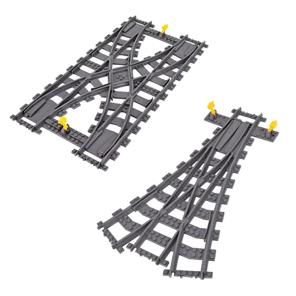 MOC City Train Rail Crossing Tracks Set Stud Gap Triple Switch Tegelstenar Byggstenar Tekniska Enlighten Leksaker för barn O