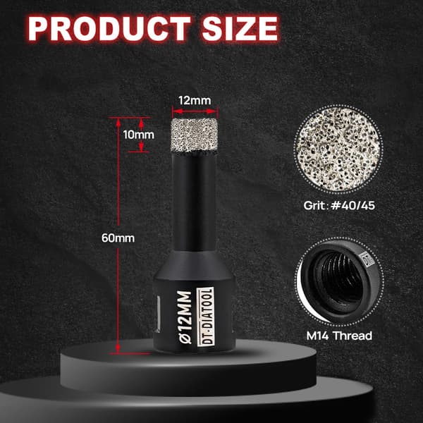 2-delt M14 Dia 6/8/10/12 mm tør diamantborehoveder keramiske fliser hulsav bor granit marmor 2 pcs  12 mm