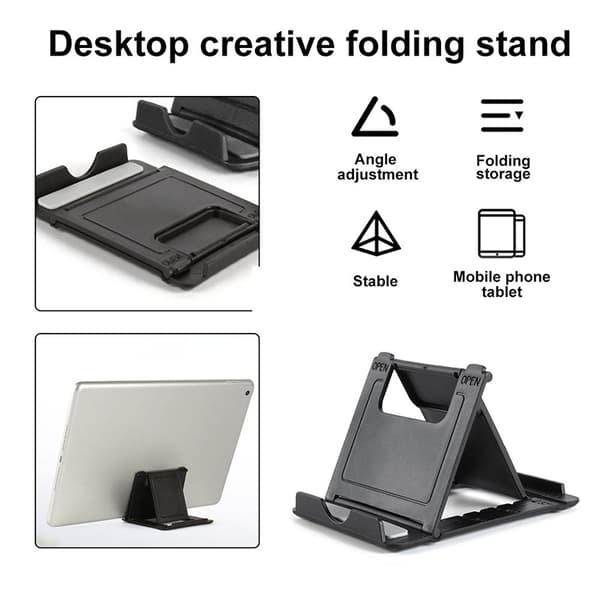 Mini justerbart bärbart universellt hopfällbart plaststativ för telefon och surfplatta för iPad iPhone Samsung Xiaomi Yellow