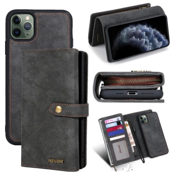 Pung etui iPhone 11 Pro Magnet Shell 2 Farve Till iPhone 11 Pro Coffee-Röd