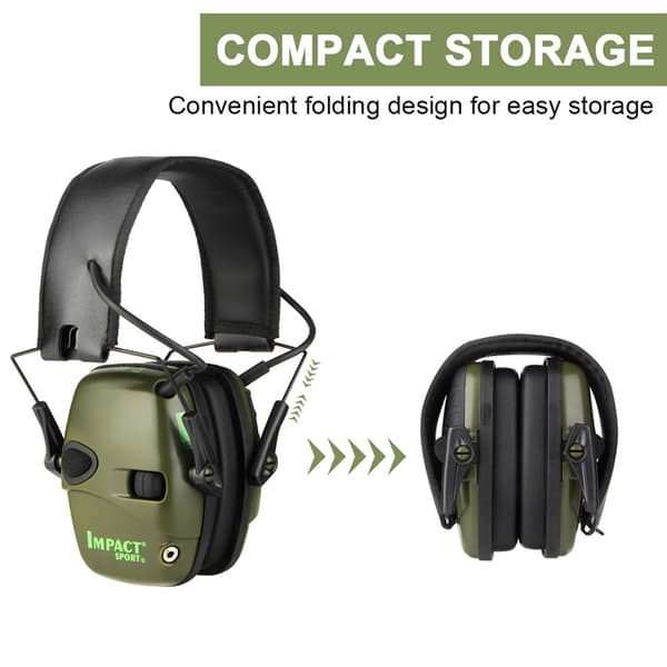 Elektronisk skjuthörselkåpa Anti-brus Stöthörselskydd Utomhussport Ljudförstärkning Headset Fällbart hörselskydd Green