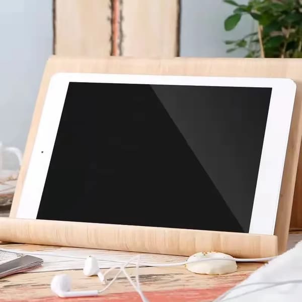 Multifunktionel bambus træ universal tablet & telefon stander til iPad Samsung desktop Primary Colours