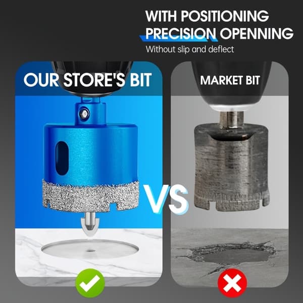 1-delt loddede positioneringsbor 16-200 mm tørre diamantbor til boring af huller i glas 38 mm