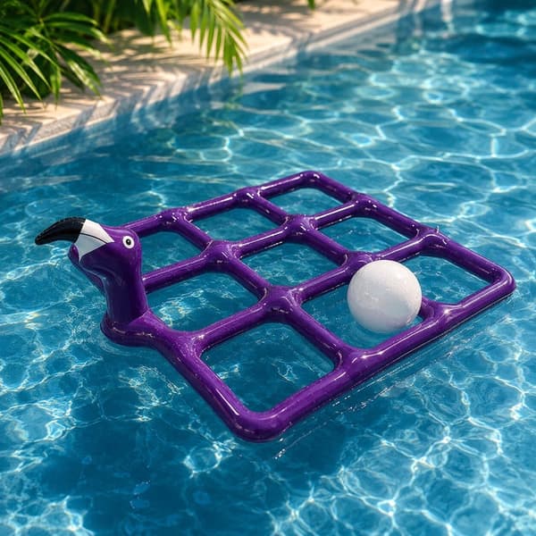 Uppblåsbart flamingo ringkastspel i PVC med 9 ringar för pool och bad Pink