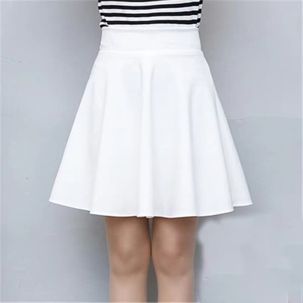 2025 Flared Nederdele Dame Basic Shorts Nederdel Mode Alsidig Sort Casual Mini Skater Medium Plisseret Fluffy Skirt Plus Size WHITE Size L