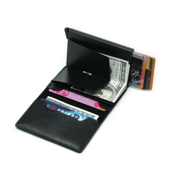 PopUp Smart card holder pushes forward 8 cards - RFID-NFC Secure Black