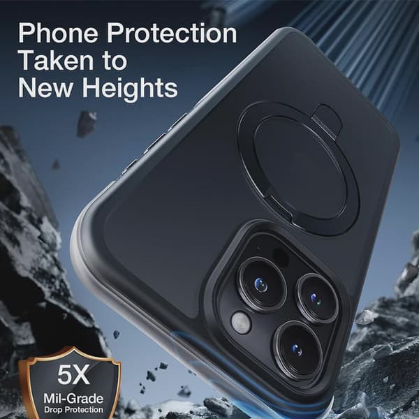 Magnetiskt telefonskal med ringstativ, stöd för iPhone 17 Pro Max 16 15 14 13 12 11 Black Case For iPhone 16E