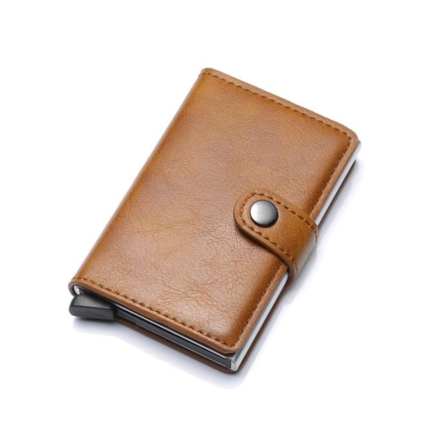 Gul- RFID Skydd Plånbok Korthållare 5st Kort (Äkta Läder) Gul
